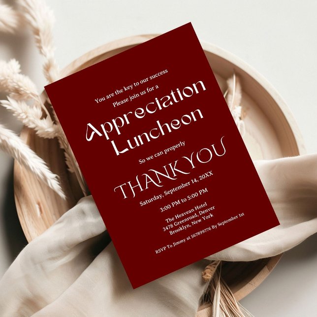 Modern burgundy appreciation party grateful party  invitation (Creator Uploaded)