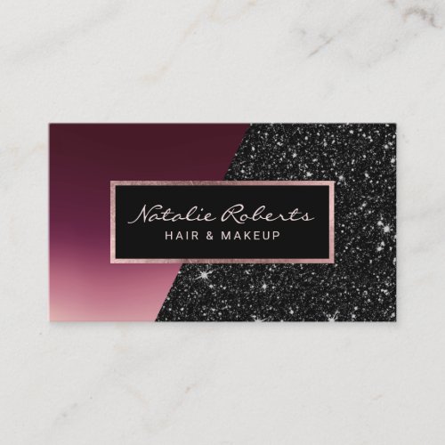 Modern Burgundy Black Glitter Beauty Salon Spa Business Card