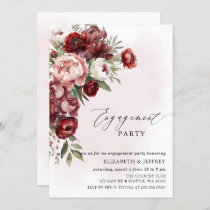 Modern Burgundy Blush Floral Engagement Party Invitation