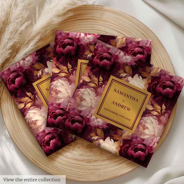 Modern Burgundy Blush Gold Wedding Cloth Napkins (Modern Burgundy Blush Gold Wedding Cloth Napkins)