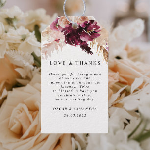 Modern Burgundy Blush Pink Floral Gift Tags