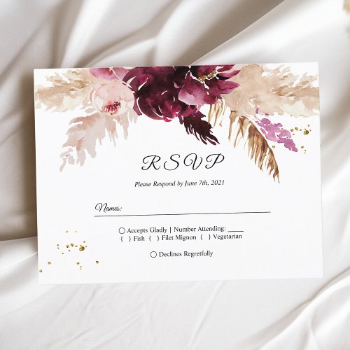 Modern Burgundy Blush Pink  Floral  Invitation Postcard