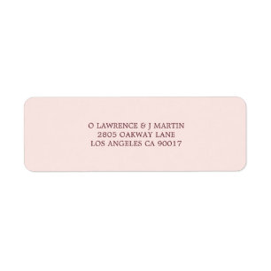 Modern Burgundy Blush Pink Wedding Address Label