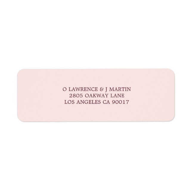 Modern Burgundy Blush Pink Wedding Address Label (Front)