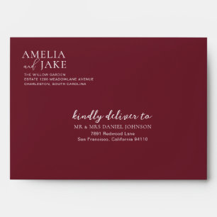 Modern Burgundy Blush Terracotta Floral Wedding Envelope