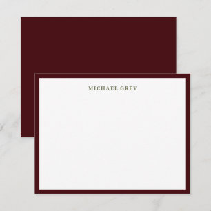 Modern Burgundy Border Professional Note Card