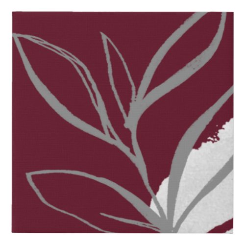 Modern Burgundy Botanical Faux Canvas Print