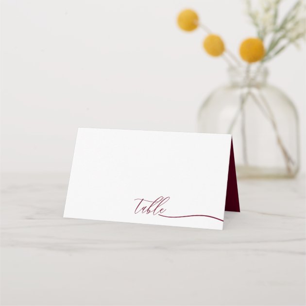 Modern Burgundy Clear Seating Table Place Card