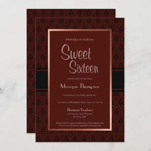 Modern Burgundy Copper Sweet 16 Birthday Party Invitation