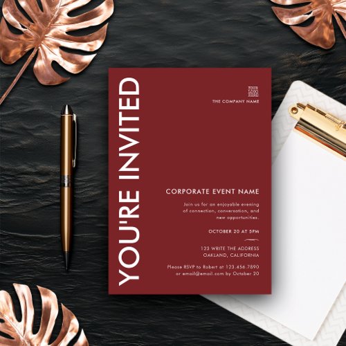 Modern Burgundy Corporate Business Event Party Invitation