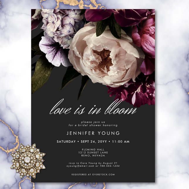 Modern Burgundy Cream Love In Bloom Bridal Shower Invitation (Modern Burgundy Cream Love In Bloom Bridal Shower Invitation)