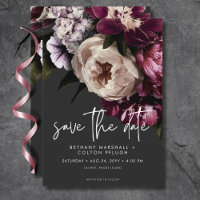 Modern Burgundy & Cream Peonies Floral Black