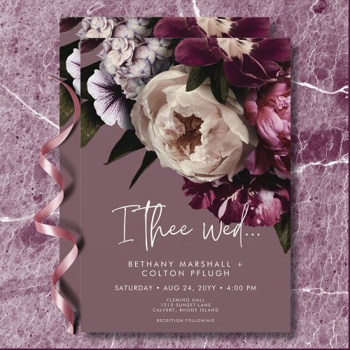 Modern Burgundy  Cream Peonies Floral Wedding Invitation