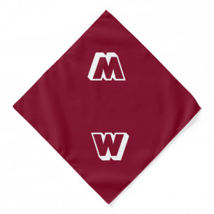 Modern burgundy custom monogram initial cute dog bandana