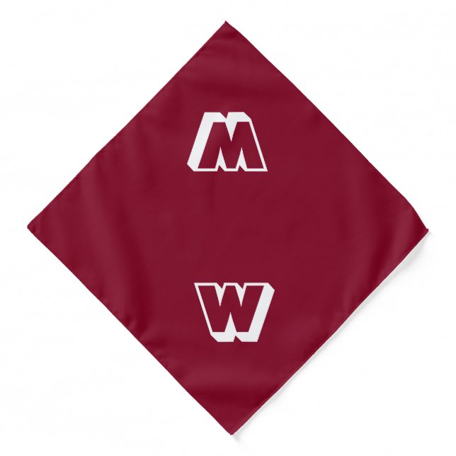 Modern burgundy custom monogram initial cute dog bandana (Front)