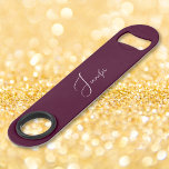 Modern Burgundy Elegant Stylish Trendy Monogrammed Bar Key<br><div class="desc">Create your own custom, personalized, modern elegant white calligraphy typography script font monogrammed on dark burgundy background, trendy chic girly stylish cool professional extra durable stainless steel speed bottle opener bar key featuring a length and design to open bottles with speed and ease. Simply type in your name / family...</div>