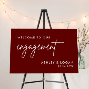 Modern Burgundy Engagement Party Welcome Foam Board