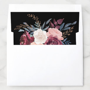 Modern Burgundy Floral Gold Black Envelope Liner