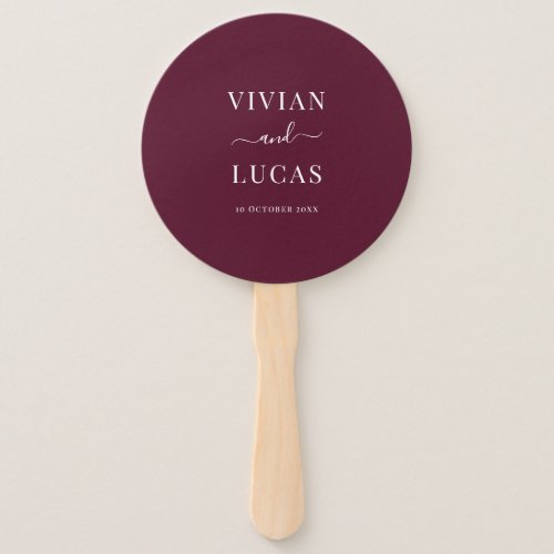 Modern Burgundy Formal Minimal Wedding Hand Fan