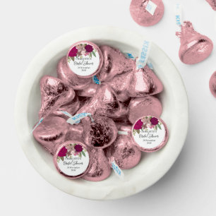 Modern Burgundy Garden Flowers Bridal Shower  Hershey®'s Kisses®