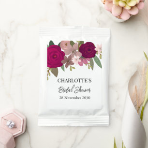 Modern Burgundy Garden Flowers Bridal Shower  Margarita Drink Mix