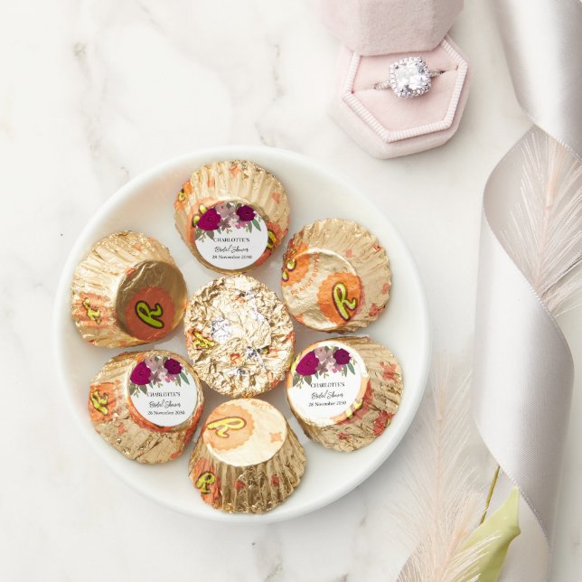 Modern Burgundy Garden Flowers Bridal Shower  Reese's Peanut Butter Cups (Wedding)