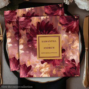 Modern Burgundy Gold Blush Wedding Paper Napkins