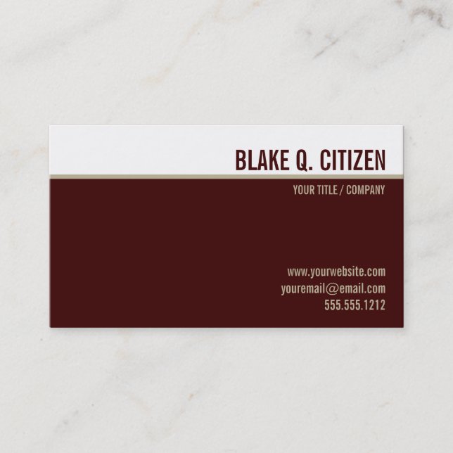Modern burgundy / gold business card (Front)