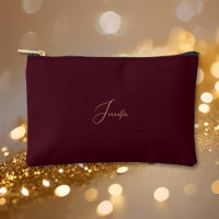 Modern Burgundy Gold Monogram Travel Cosmetic Golf