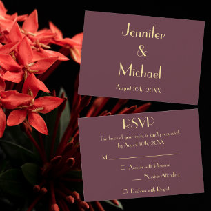 Modern Burgundy Gold Wedding RSVP Invitation Card