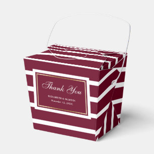 Modern Burgundy Gold Wedding Thank You Favor Boxes