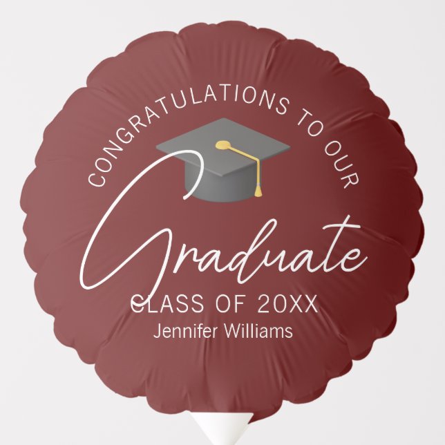 Modern Burgundy Graduate Custom 2025 Graduation Balloon (Front)