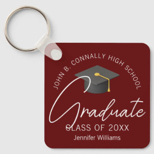 Modern Burgundy Graduate Custom 2025 Graduation Keychain