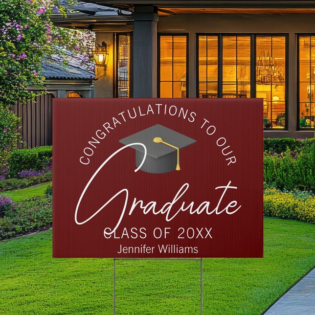 Modern Burgundy Graduate Custom Graduation Yard Sign (Creator Uploaded)