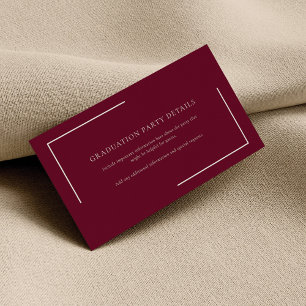 Modern Burgundy Graduation 2026 Party Enclosure Card
