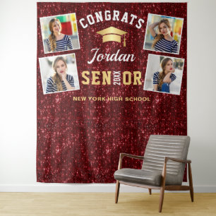 Modern Burgundy Graduation 4 Photo Booth Backdrop