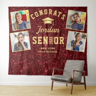 Modern Burgundy Graduation 4 Photo Booth Backdrop