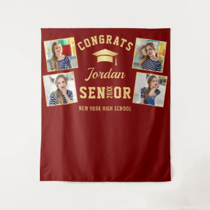 Modern Burgundy Graduation 4 Photo Booth Backdrop