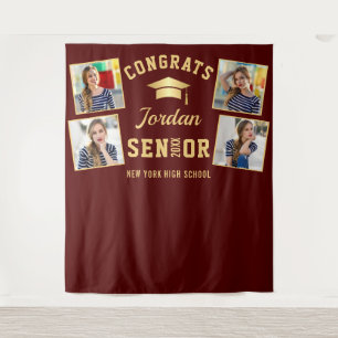 Modern Burgundy Graduation 4 Photo Booth Backdrop