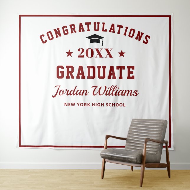 Modern Burgundy Graduation Party Photo Backdrop (In Situ (Horizontal))
