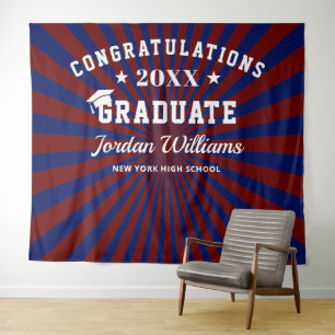 Modern Burgundy Graduation Photo Booth Backdrop