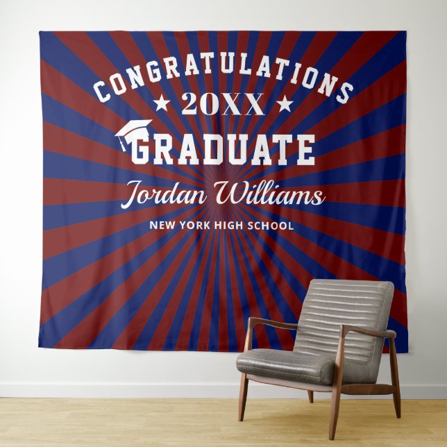 Modern Burgundy Graduation Photo Booth Backdrop (In Situ (Horizontal))