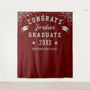 Modern Burgundy Graduation Photo Booth Backdrop