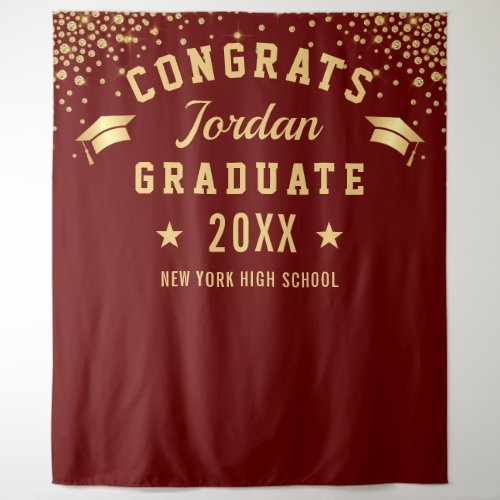 Modern Burgundy Graduation Photo Booth Backdrop