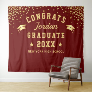 Modern Burgundy Graduation Photo Booth Backdrop