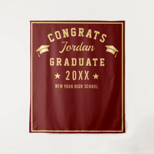 Modern Burgundy Graduation Photo Booth Backdrop