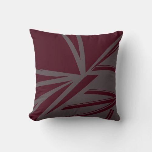 Modern Burgundy Gray Abstract Throw Pillow