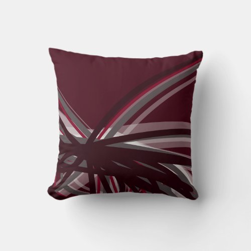 Modern Burgundy  Gray Artistic Abstract Throw Pillow