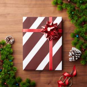 Modern Burgundy Large Stripe Christmas Holiday Wrapping Paper