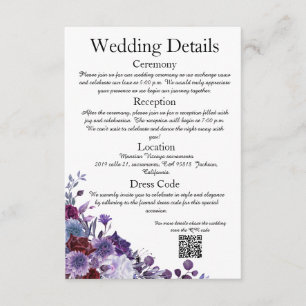 Modern Burgundy Lavender Dusty Blue Minimalist QR Enclosure Card
